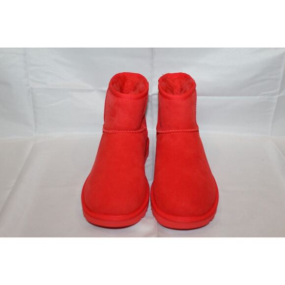 NIB UGG Women's Classic Suede Shearling Lined Mini Boots Cherry Red - Picture 6 of 7